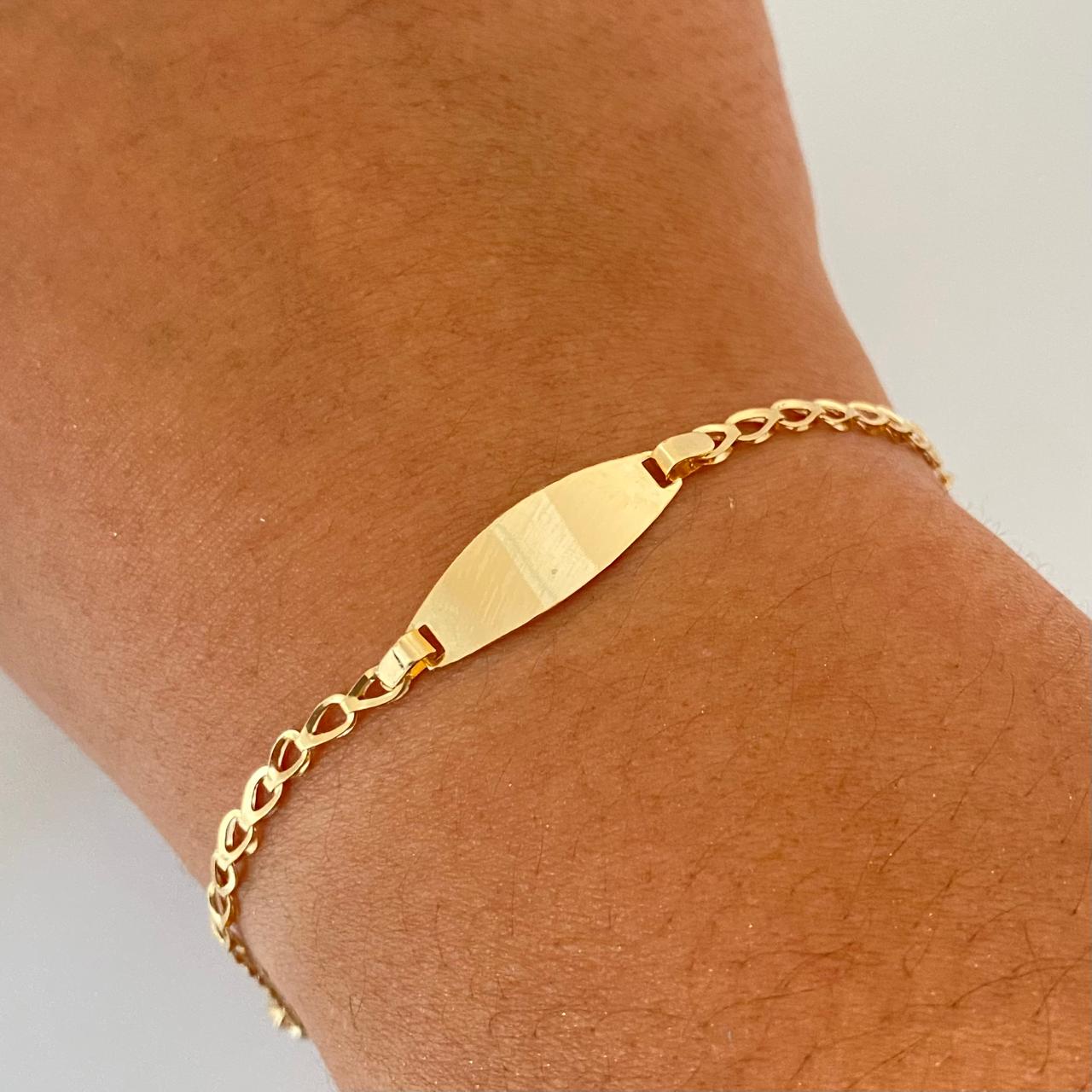 Pulso bebé semirectangular lisa Oro amarillo 18k 1,55 Gr / 2,7 mm / 14,5 Cm Broche 0,15